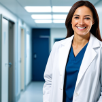**

A professional female doctor, fully clothed in a clean white coat and modest attire, smiling warmly in a modern hospital setting, safe for work, appropriate content, perfect anatomy, natural proportions, professional lighting, high resolution.

**