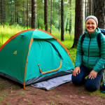 **

"A professional woman, fully clothed in modest outdoor attire suitable for camping, smiles warmly while setting up a tent in Gauja National Park, Latvia. Lush green forest surrounds her, and sunlight filters through the trees. Backpack and camping gear are neatly arranged nearby. Safe for work, appropriate content, perfect anatomy, natural proportions, professional photography, high quality, family-friendly."

**