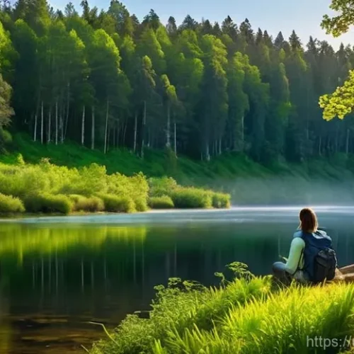 라트비아 라이가 국립공원 - **Prompt:** A serene and expansive landscape of Gauja National Park during a golden hour in late spr...